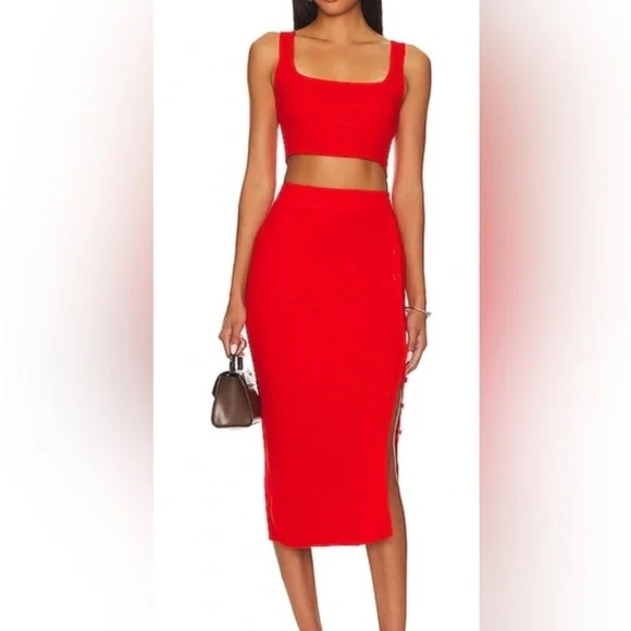 REVOLVE Lita by Ciara True Rib Tank Top & Skirt SET Fiery Red Size XS NWT - Picture 1 of 15